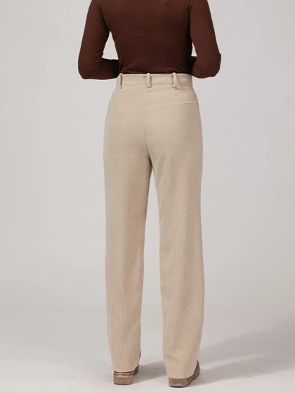 شلوار زنانه مخمل راسته جیب‌دار 10112