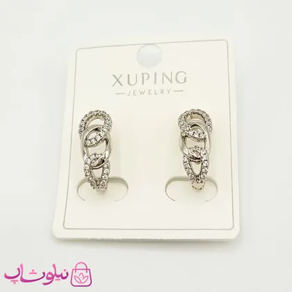 گوشواره ژوپینگ مدل کارتیه نقره ای نگین‌دار