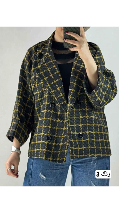 کت باکسی چهارخونه زنانه 77579