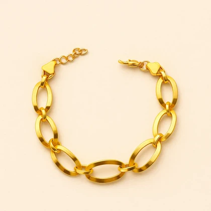 دستبند زنجیری طلایی بیضی بزرگ