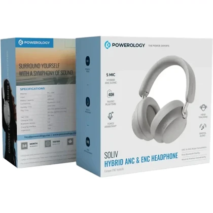 هدفون بلوتوثی پاورولوژی Powerology مدل PW1037GY با حذف نویز ANC و ENC