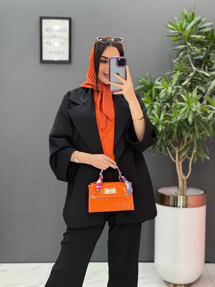 مانتو یقه دوبل آستین پاکتی