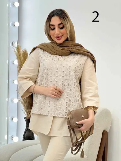 وست طرح دار لینن نچرال
