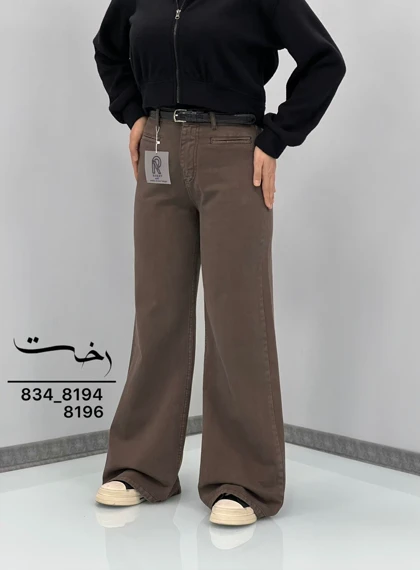 شلوار فلر بگ کتان جیب فیلتو