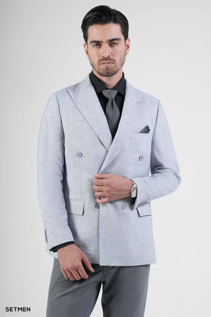 کت تک مردانه دبل برست لینن دیپلمات