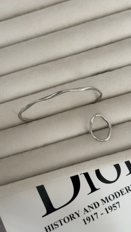 ست بنگل و انگشتر استیل مینیمال