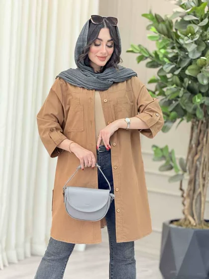 مانتو بغل سه دکمه جیب دوبل