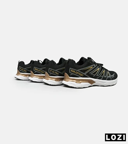 کفش کتانی بزرگ پا مشکی سفید طلایی Salomon X ULTRA