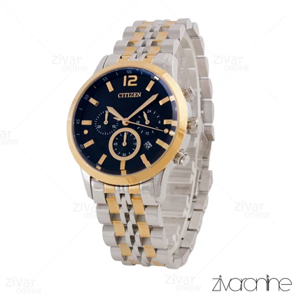 ساعت سیتیزن مردانه سه موتوره دورنگ طلایی صفحه مشکی 105569