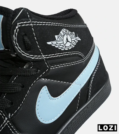 کفش کتانی ساق‌دار مردانه و زنانه مشکی آبی NIKE jordan 1 مدل 7722