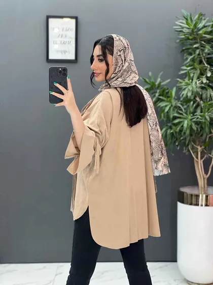 مانتو لینن جلو پیله آستین گت
