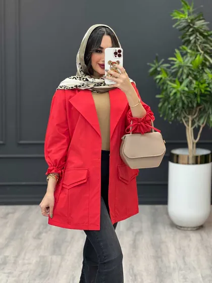 بارانی سرجیب دوبل آستین بنددار