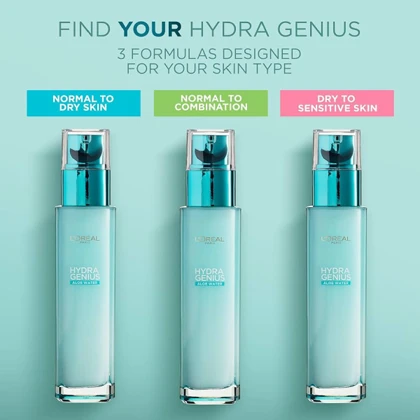 آبرسان لورآل مدل Hydra Genius Aloe Water مخصوص پوست نرمال تا خشک