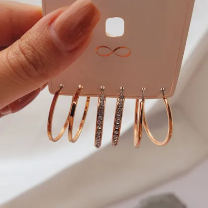 پک گوشواره حلقه‌ای بزرگ نگینی