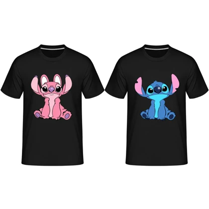 ست تیشرت دو نفره کاپلی طرح استیچ stich کد 2