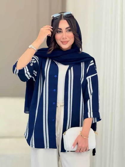 شومیز آستین پاکتی طرح راه راه