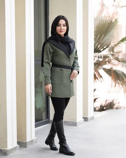 بارانی دخترانه کلاه دورنگ کد 2310