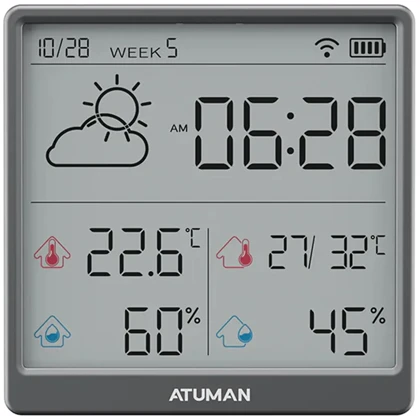 دماسنج و ساعت رومیزی شارژی آتومن ATuMan مدل THSE