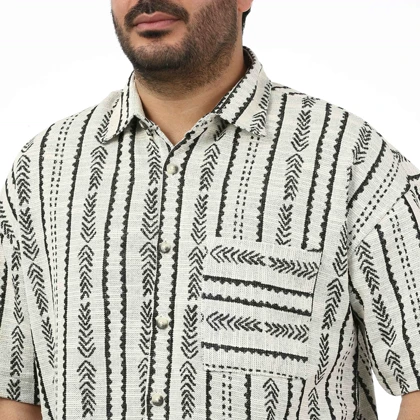 پیراهن آستین کوتاه بوکله مردانه مدل 61119125