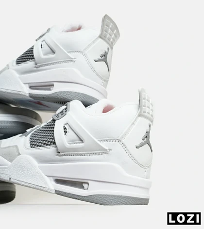 کتانی ساق‌دار زنانه و مردانه سفید طوسی Nike air jordan 4 مدل 6598