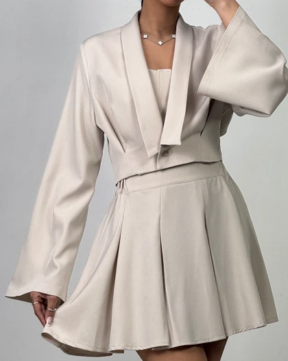 کراپ کت و دامن با دکلته کد 190008