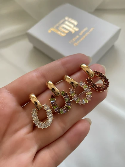 گوشواره نگین رنگی ژوپینگ