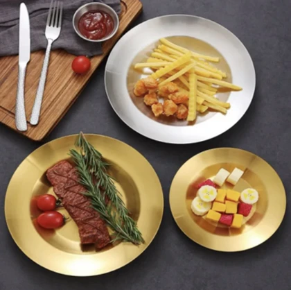 بشقاب پاستا خوری استیل طلایی