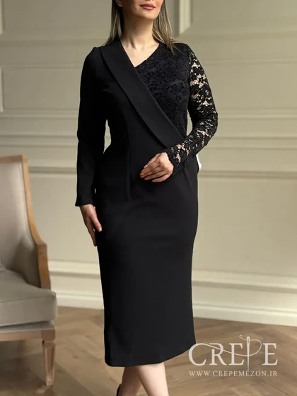 پیراهن یک‌طرفه گیپور مخمل