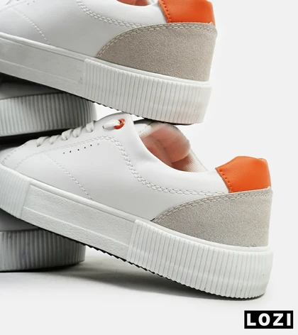کفش اسنیکرزمردانه سفید نارنجی BERSHKA