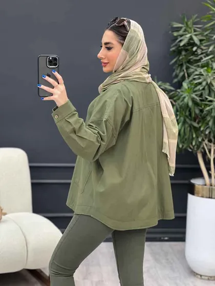 مانتو برش‌دار دو جیب روژین