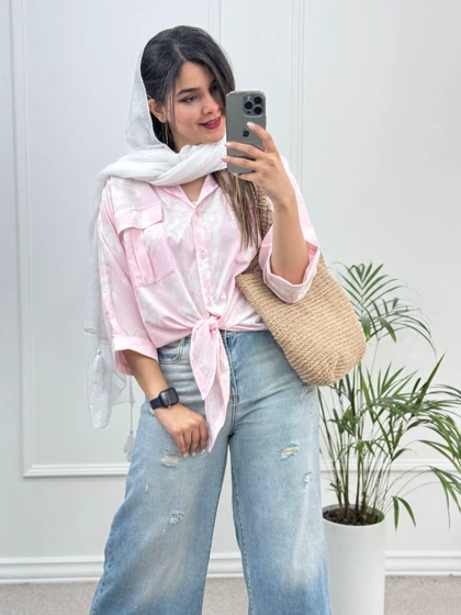 شومیز گره‌ای گلی