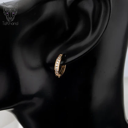 گوشواره حلقه‌ای مینیمال دایموند ژوپینگ