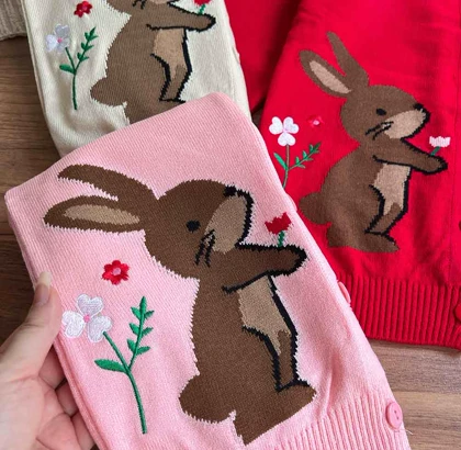 ژاکت بافت دخترانه طرح خرگوش