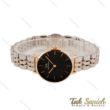 دنیل ولینگتون مینی زنانه دو رنگ رزگلد صفحه مشکی DW-6000-24-L