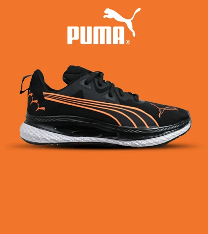 کفش کتانی ورزشی مشکی نارنجی مردانه و زنانه PUMA مدل 5452