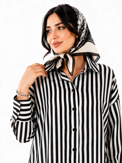 شومیز زنانه نخ کتان نگین‌دار وارداتی کد 360