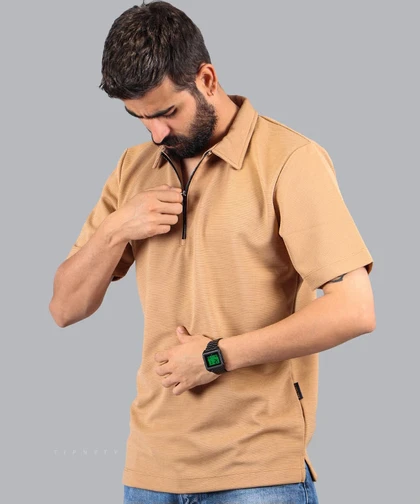 تیشرت یقه دار نیم زیپ مردانه 1177