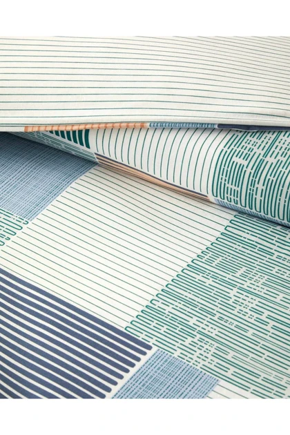 سرویس روتختی دو نفره English Home مدل Modern Weave پنبه‌ای - سبز تیره-نارنجی