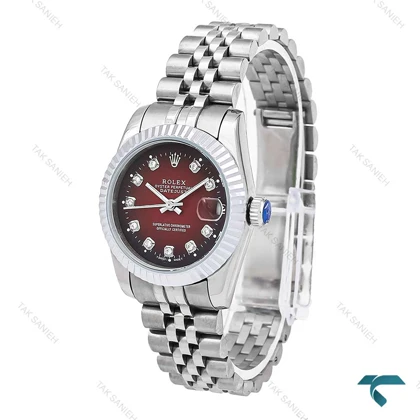 ساعت رولکس زنانه استیل صفحه قرمز متوسط Rolex-6297-L