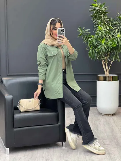 مانتو لینن جیب نما بغل سه دکمه