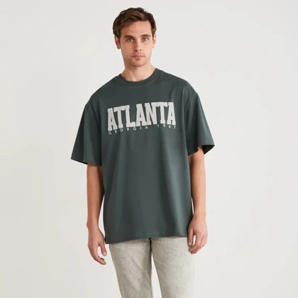 تیشرت آستین کوتاه طرح ATLANTA قالب Over Size