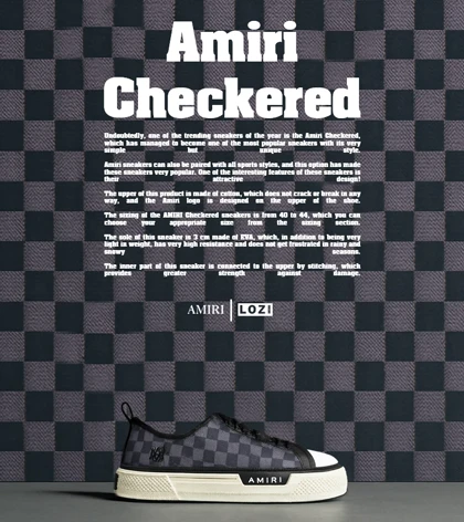 کفش اسنیکرزمشکی خاکستری Amiri Checkered مدل 5987