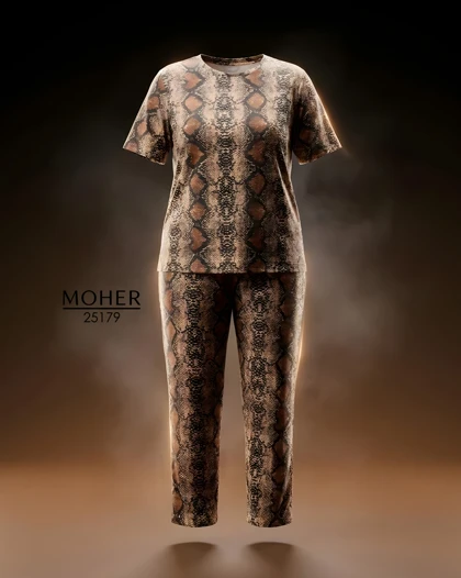 ست لباس راحتی سایز بزرگ طرح پوست ماری