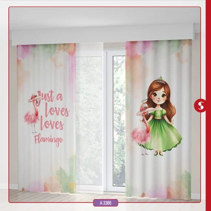 پرده پانچی اتاق کودک برند مینوریا طرح دخترانه کد p-493