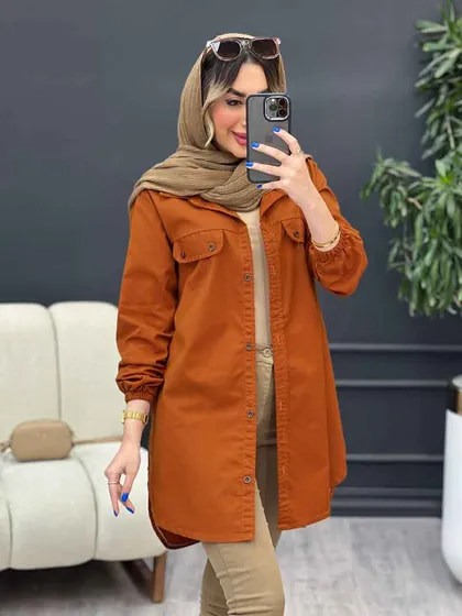 مانتو جیب نما بغل زیپ طنین