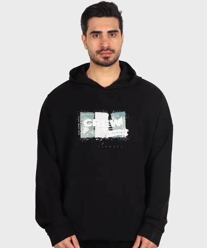 هودی مشکی طرحدار فری سایز 1455