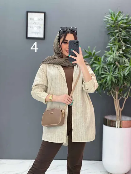 مانتو پیراهنی طرح دار لینن