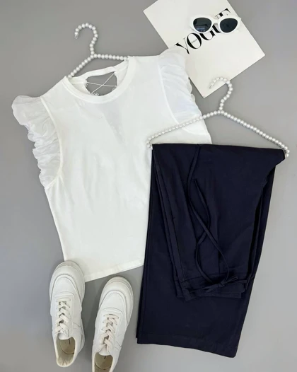 ست تیشرت با شلوار تک‌رنگ کد 4641