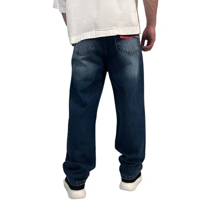 شلوار جین بگ مردانه آبی مدل براش