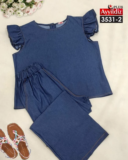 ست شومیز شلوار لی زنانه سایز بزرگ کد 3531